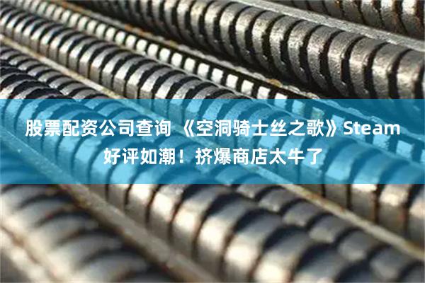 股票配资公司查询 《空洞骑士丝之歌》Steam好评如潮！挤爆商店太牛了