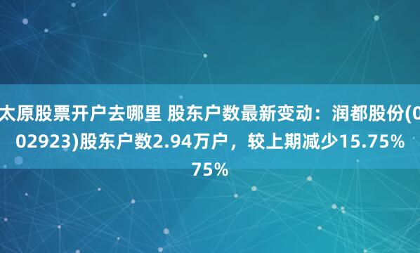 太原股票开户去哪里 股东户数最新变动：润都股份(002923)股东户数2.94万户，较上期减少15.75%